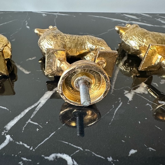 Set of 3 Heavy Gold Dog Trophy Topper/ Screw-On Decor Vintage - Picture 7 of 13